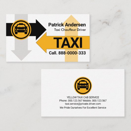 Directionele taxi pijl routes visitekaartje (Voorkant / Achterkant)