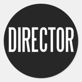Director glanzende ronde sticker (zwart)