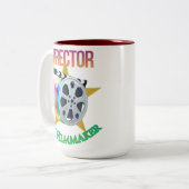 Director - The Filmmaker Two-Tone Mug Tweekleurige Koffiemok (Voorkant links)