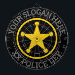 Directoraat-generaal politie, afdeling wetshandhav dartbord<br><div class="desc">Handhavingsdartboard van de douanepolitie. Aangepast wanddecor,  gepersonaliseerd met jouw naam,  politie,  graafschap,  gevangenis,  correctiefaciliteit,  gevangenis,  enz. Gele sterrenbadge van de politie met ronde tekst. Alle aanpasbare kleuren. Fun darts game voor thuis,  kantoor,  werkplek,  garage,  bar,  café,  pub,  kind Birthday party,  tuin enz. Om te beschermen en te dienen.</div>