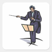 Dirigent Symfonieorkest Klassieke Muziek Vierkante Sticker (Voorkant)