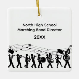 Dirigent van de highschool-marsband keramisch ornament