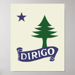 Dirigo / 1901 Maine Flag Framable Art Poster
