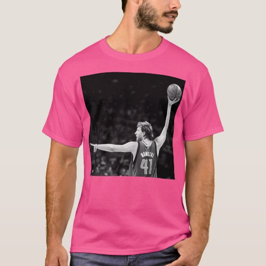 Dirk Nowitzki - Zwart Wit T-shirt (Voorkant)