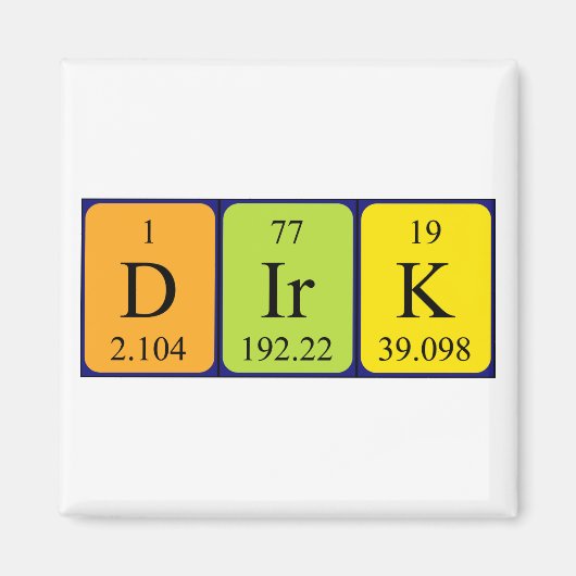 Dirk periodieke table name magnet (Voorkant)