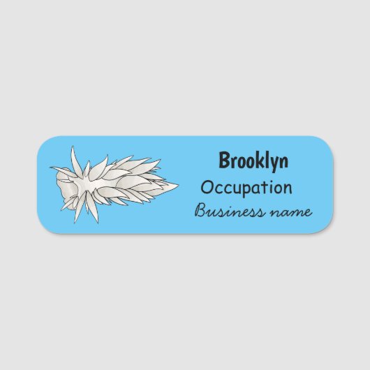 Dirona albolineata nudibranch cartoon naamplaatje (Voorkant)