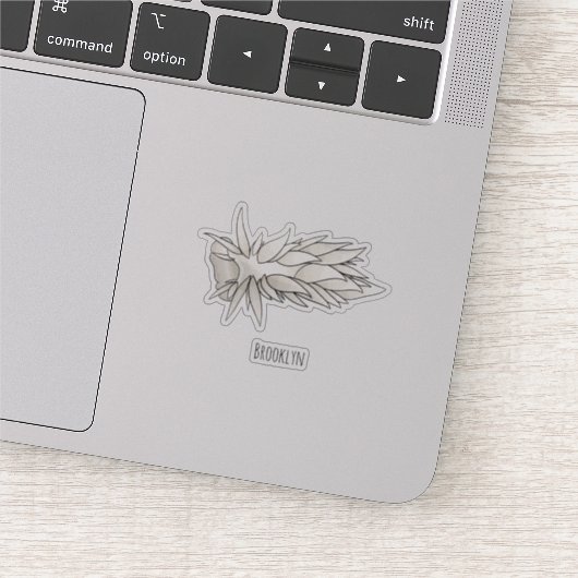 Dirona albolineata nudibranch cartoon sticker (Detail)