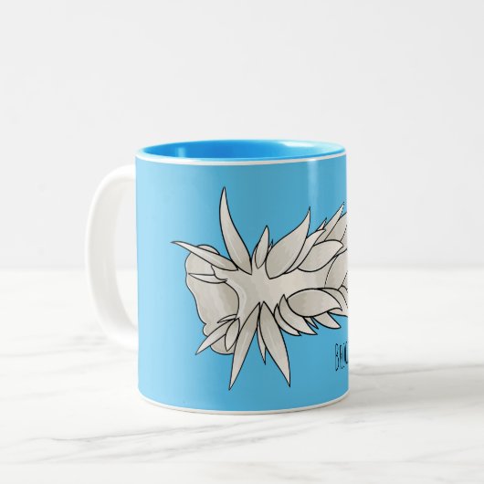 Dirona albolineata nudibranch cartoon tweekleurige koffiemok (Voorkant links)