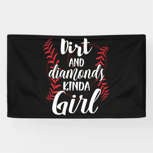 Dirt and Diamonds Kinda Girl Softball Baseball Spandoek (Horizontaal)