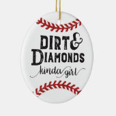 Dirt and Diamonds Soort Girl Softball Theme Keramisch Ornament (Rechts)
