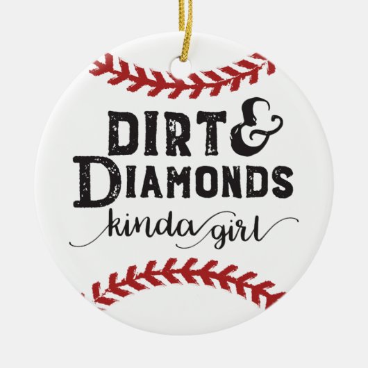 Dirt and Diamonds Soort Girl Softball Theme Keramisch Ornament (Voorkant)