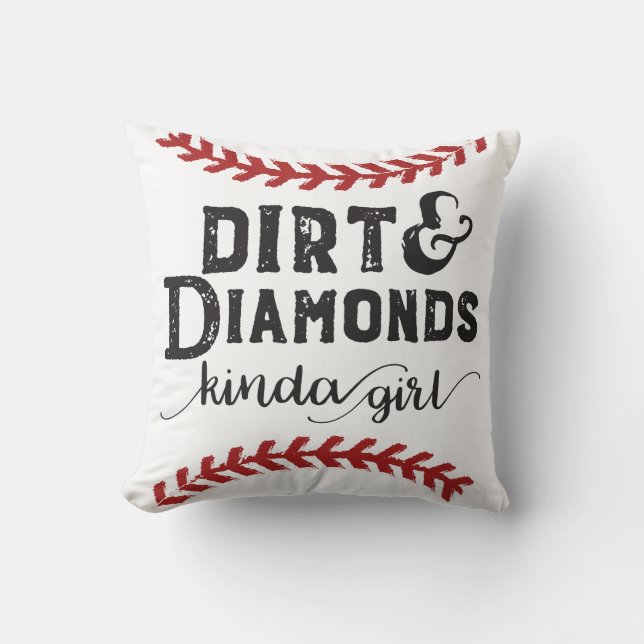 Dirt and Diamonds Soort Girl Softball Theme Kussen (Voorkant)