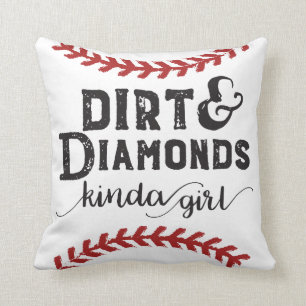 Dirt and Diamonds Soort Girl Softball Theme Kussen