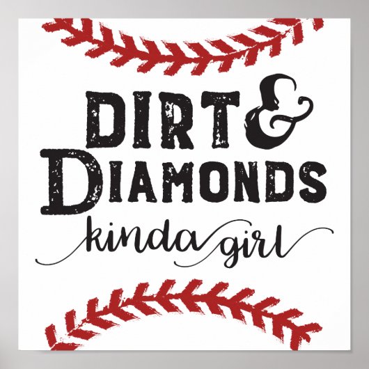 Dirt and Diamonds Soort Girl Softball Theme Poster (Voorkant)