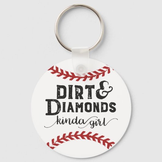 Dirt and Diamonds Soort Girl Softball Theme Sleutelhanger (Voorkant)