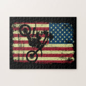 Dirt Bike American Flag 4de Legpuzzel (Horizontaal)