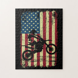Dirt Bike American Flag 4de Legpuzzel