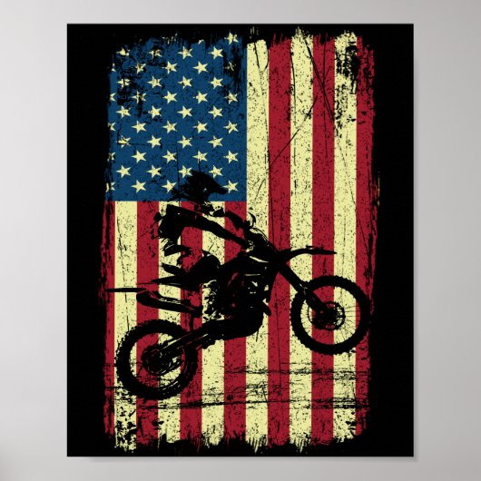 Dirt Bike American Flag 4de Poster (Voorkant)