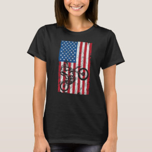 Dirt Bike American Flag Graphic Patriotic Usa 4e T-shirt