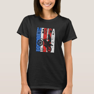 Dirt Bike American Flag Motocross 4 juli Moto T-shirt