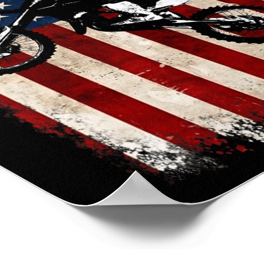 Dirt Bike American Flag Motocross Biker 4th Of Jul Poster (Hoek)