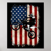Dirt Bike American Flag Motocross Biker 4th Of Jul Poster (Voorkant)