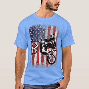 Dirt Bike American Flag Motocross Biker 4th of Jul T-shirt