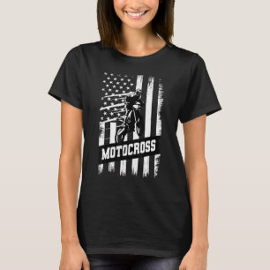 Dirt Bike American Flag Motocross Biker 4th Of Jul T-shirt