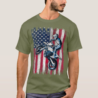 Dirt Bike American Flag Motocross Biker Gift 4de T-shirt