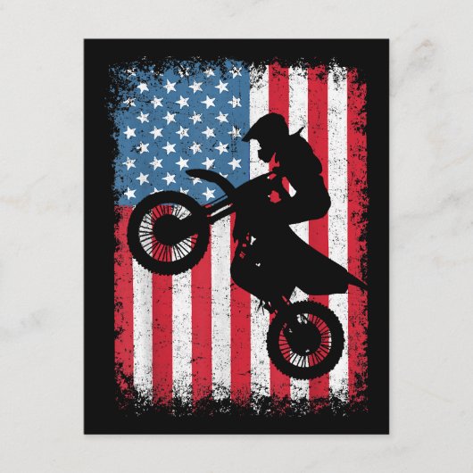 Dirt Bike American Flag Motocross Biker Mannen Boy Informatiekaartje (Voorkant)