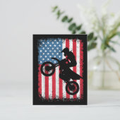 Dirt Bike American Flag Motocross Biker Mannen Boy Informatiekaartje (Staand voorkant)
