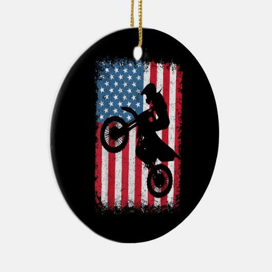 Dirt Bike American Flag Motocross Biker Mannen Boy Keramisch Ornament (Rechts)