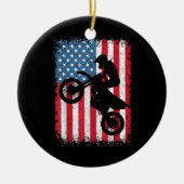 Dirt Bike American Flag Motocross Biker Mannen Boy Keramisch Ornament (Voorkant)