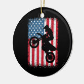 Dirt Bike American Flag Motocross Biker Mannen Boy Keramisch Ornament (Links)
