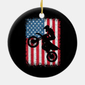 Dirt Bike American Flag Motocross Biker Mannen Boy Keramisch Ornament (Achterkant)