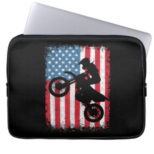 Dirt Bike American Flag Motocross Biker Mannen Boy Laptop Sleeve