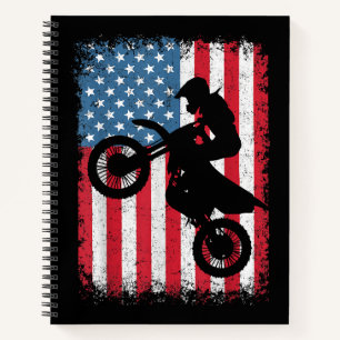 Dirt Bike American Flag Motocross Biker Mannen Boy Notitieboek