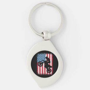 Dirt Bike American Flag Motocross Biker Mannen Boy Sleutelhanger