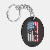 Dirt Bike American Flag Motocross Biker Mannen Boy Sleutelhanger (Voorkant Links)