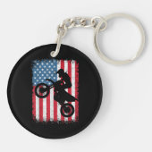 Dirt Bike American Flag Motocross Biker Mannen Boy Sleutelhanger (Achterkant)