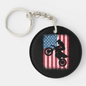 Dirt Bike American Flag Motocross Biker Mannen Boy Sleutelhanger (Voorkant)