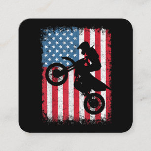 Dirt Bike American Flag Motocross Biker Mannen Boy Vierkante Visitekaartje