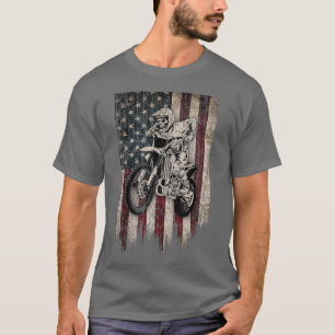  Dirt Bike American Flag Motocross Biker T-shirt
