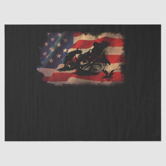 Dirt Bike American Flag Motocross Biker Tissuepapier (Voorkant)