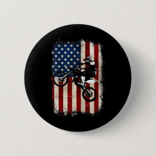 Dirt Bike Amerikaanse Vlag Motocross Biker 4 juli Ronde Button 5,7 Cm