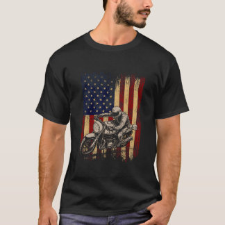 Dirt Bike Amerikaanse Vlag Motocross Biker 4 juli T-shirt