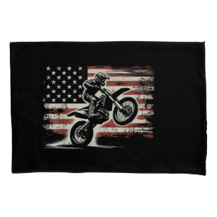 Dirt Bike Amerikaanse Vlag Motorcross Biker Vintag Kussensloop