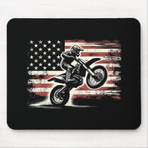Dirt Bike Amerikaanse Vlag Motorcross Biker Vintag Muismat