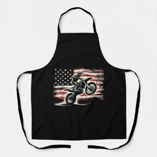 Dirt Bike Amerikaanse Vlag Motorcross Biker Vintag Schort