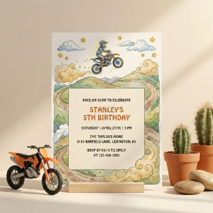 Dirt Bike Avontuur Jongens Verjaardagsfeestje Kaart